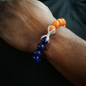 Handmade Orange & Blue Gemstone Bracelet